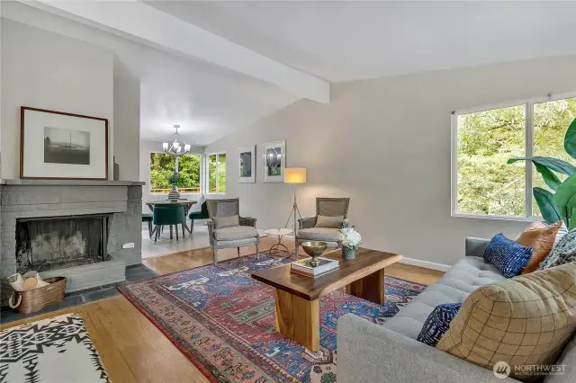 Mid-century wood burning fireplace
