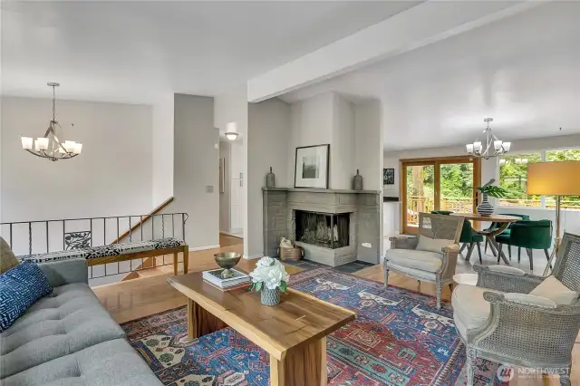 Living room flows easily into dining and entertainment deck