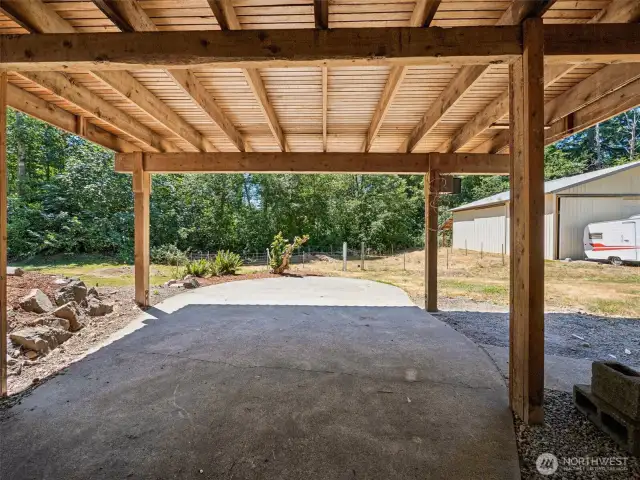 Under the covered deck