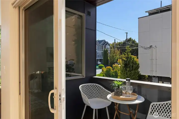 A cozy spot for morning coffee or evening drinks.