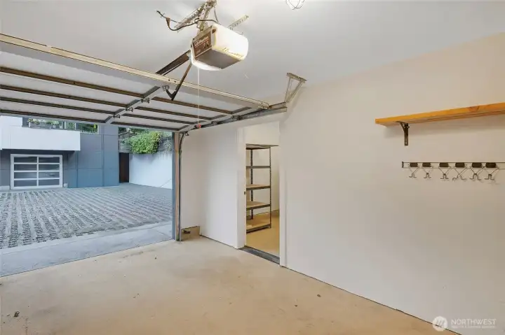 Another angle of the garage and storage, showing just how much space you have to stay organized.