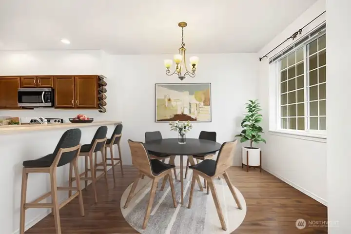 Sit in the dining room or at the kitchen counter!