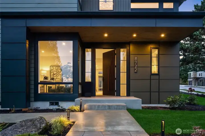 Luxury Arrival w/ Extra-Wide Entry Door w/ Brazilian Wood Accents & Smart Bio-Lock System.