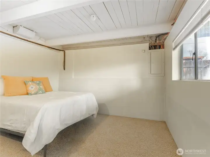 Additional basement bedroom with natural light and closet space.