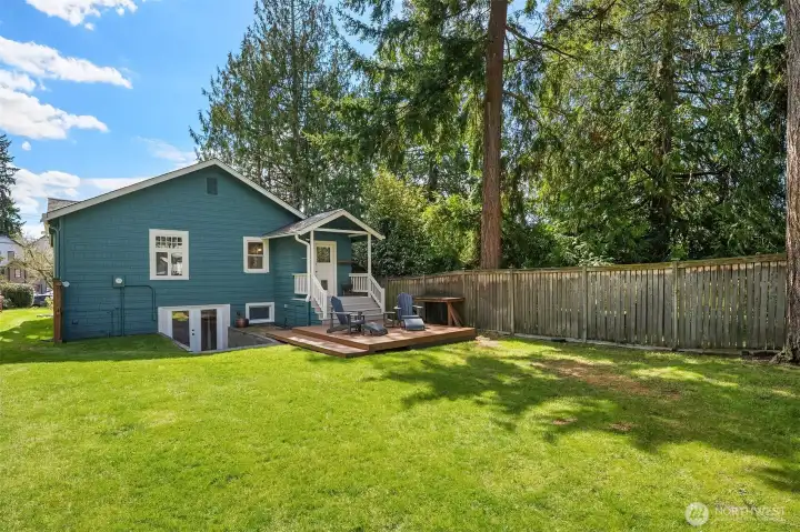 Back of House and Fenced Backyard