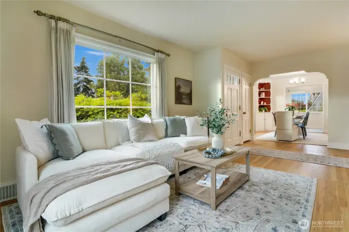 Living room, dining and office/den.