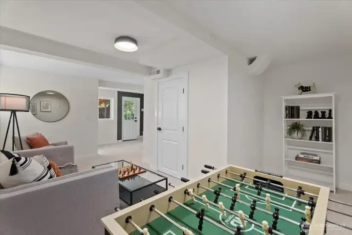 entertaining area on lower level