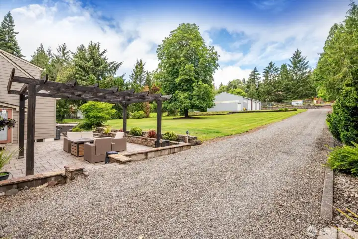 Spacious fully fenced backyard, patio area, pergola and shop Spacious fully fenced backyard, patio area, pergola and shop