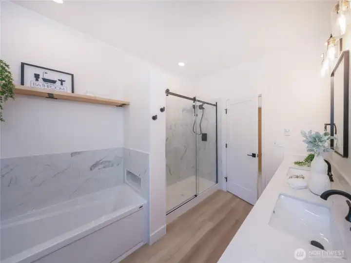 Separate bath and shower.