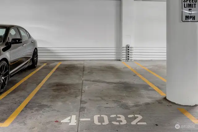 One assigned parking spot accessible on the same level as the unit, along with the option for EV charging.