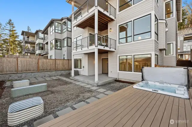 Owners added hot tub, composite deck and rear yard improvements. Rear yard is fully fenced. Enjoy relaxing, gardening, or enjoying the views in your yard or multi-covered decks.