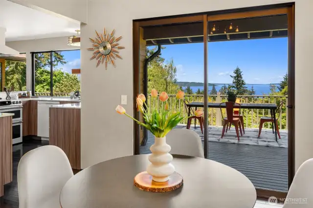 Seasonal outdoor dining awaits you as the weather warms up. But you can enjoy the view with every season, whether inside or out.