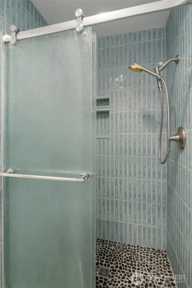 Updated primary shower.