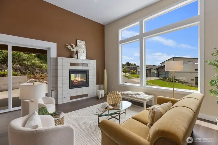 Enter to soaring ceilings and large gorgeous windows