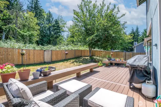 Quiet, fully fenced backyard.