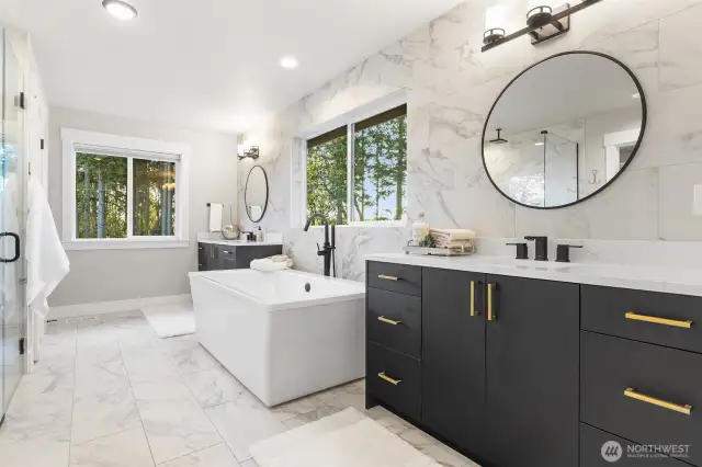 Heated floors in primary bathroom