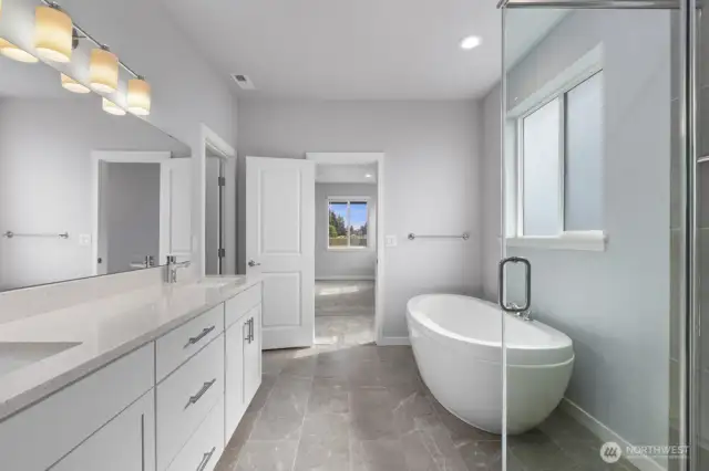 With a soaking tub that’s begging for long evenings of relaxation.
