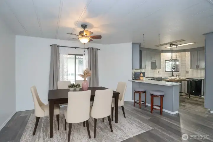 Warm and inviting dining room.