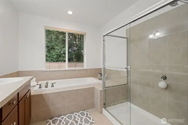 Elegant 5 piece bath with tile accents