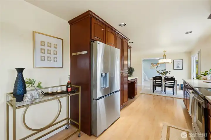 Open-concept kitchen connected to the living and dining areas