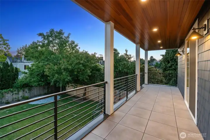 Back deck off kitchen. Yes, there is a gas stub for your barbeque.