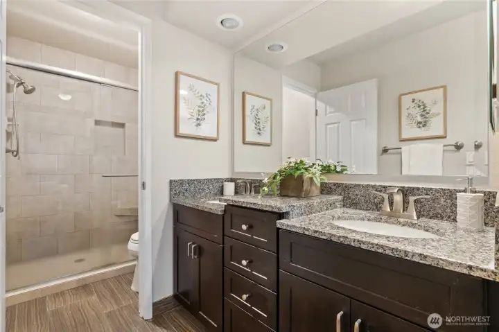 Master bath, vanity, and shower
