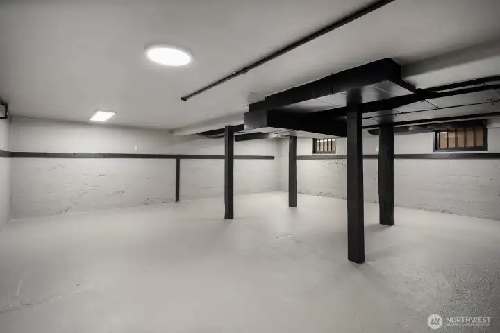 Basement with storage galor or home gym!
