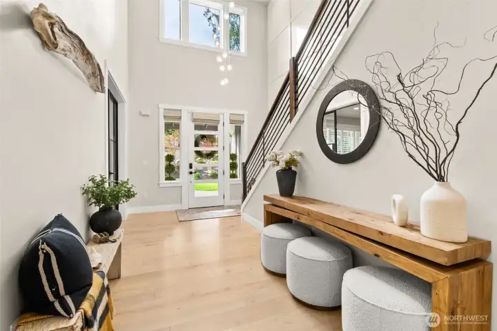 Grand two-story entry.