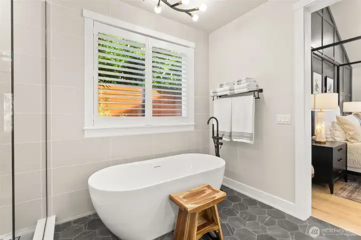 A soaker tub for relaxation.