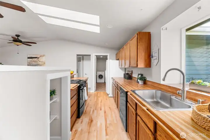 Kitchen with additional shelving