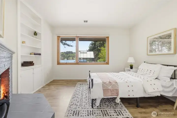 1 of 3 bedrooms downstairs. This one faces west towards the water.