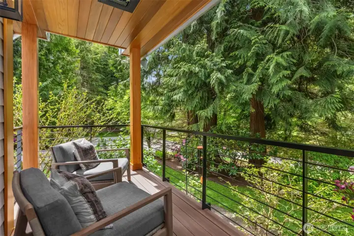 Heated, covered, porch off the main floor den.