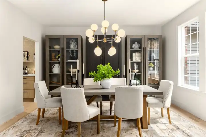 Formal dining adjoined by a built in bar!