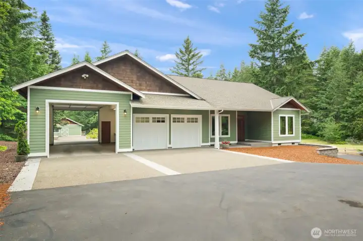 3-car garage with one oversized drive-through bay
