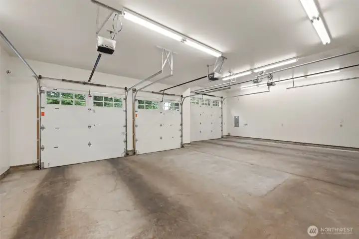 3 bays, including one oversized with a rear door for drive-through access