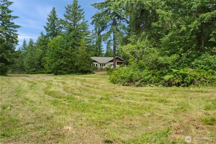 View from pasture to back of house