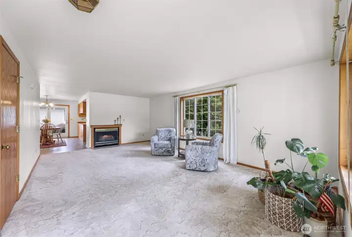 Beautiful living room with a convenient gas fireplace