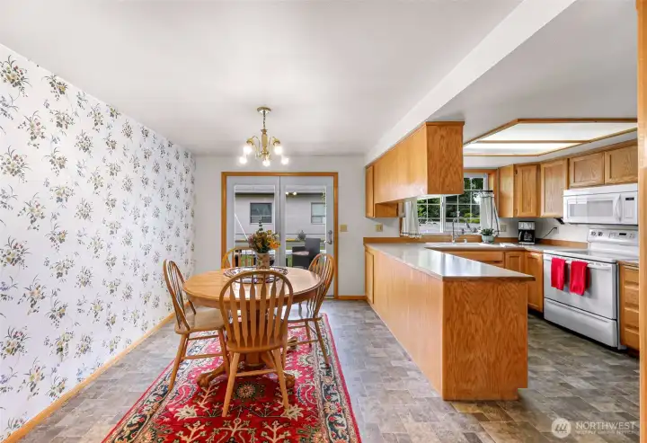 The french doors lead to the private deck, so great for entertaining