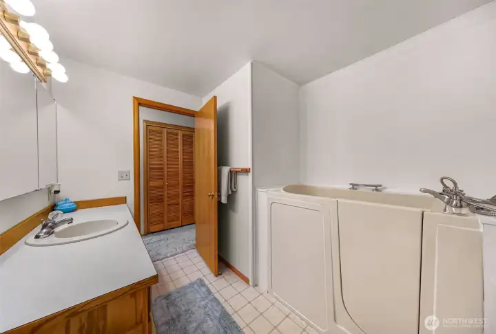 walk in jetted tub in the main bath