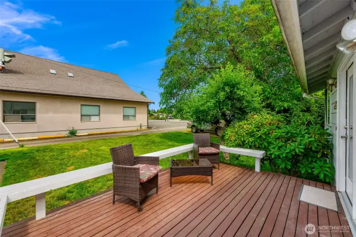 private back yard and alley entrance.  The building behind is a church so the property is peaceful and private!