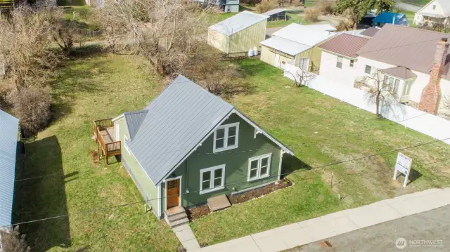 Aerial view of the home which is situated on an oversized lot