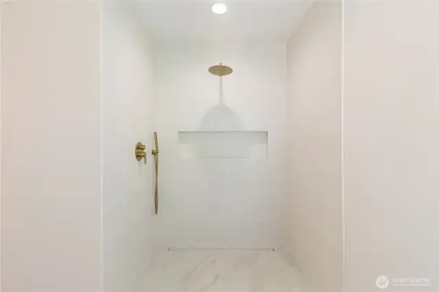 Super large walk in shower, shower door to be installed before closing
