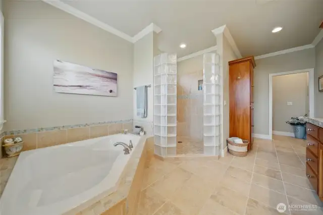Soaking tub walk in shower