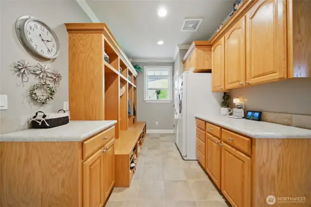 Mudroom off garage entry to house, fridge included