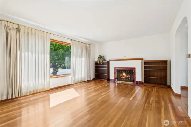 Large picture window graces the living room.