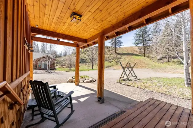The view from the covered front porch of this end unit.