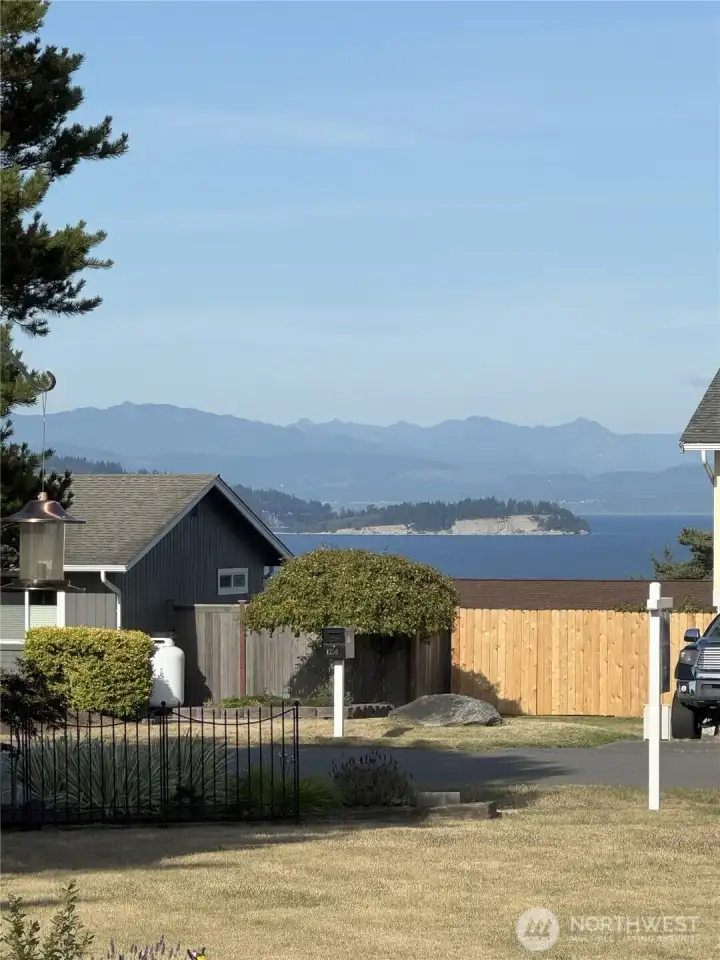 Water view from covered back deck