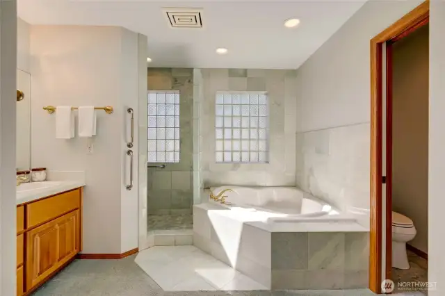 Primary Bathroom with Jetted Soaking Tub and Separate Shower