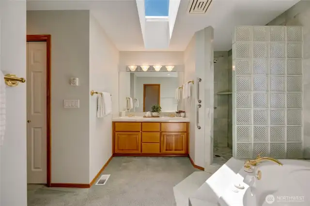 Primary Bath with Dual Vanity, Jetted Tub, and Separate Shower