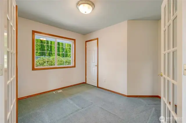 Home Office with Storage and French Door Access